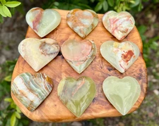 Green Onyx Heart, JUMBO 3" Natural Green Onyx Crystal Hearts (Onyx Gemstones)