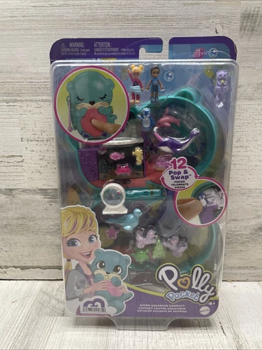 Polly Pocket Otter Aquarium Compact With 12 Pop And Swap Pieces Two Dolls New