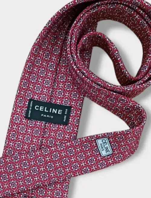 CELINE Red Geometric Silk LUXURY Tie SPAIN  Foto 2 de 3