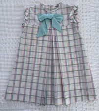 Vintage Plaid Cotton Smocked Cinderella Little Girls Dress Sz 4-5