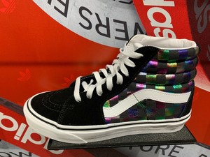Vans SK8 Hi Black Irridescent Black True White Boys Girls Kids Youth GS Size 4-7 | eBay