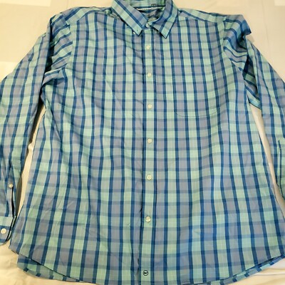 Vineyard Vines Shirt Mens Size XL Blue Green Checkered OTG Golf Stretch Nylon