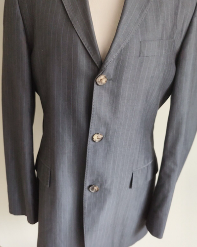 HUGO BOSS 2PC Suit Striped Cotton 42R Jacket 32 x 32 Slim Front Flat Pant Modern - Picture 6 of 24