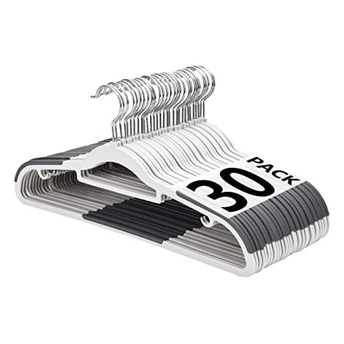 30-Pack Non-Slip Space-Saving Plastic Hangers No Stains 17-Inch Closet Organizers  -image