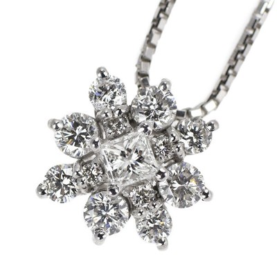 LIART K18WG diamond cross necklace