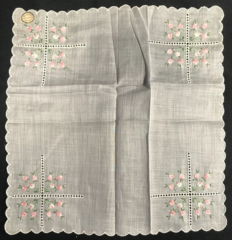 Lote 2 Pegatinas Pañuelo Floral Algodón AUSTRIA Bordadas Todas las Esquinas Dibujadas Foto 2 de 4