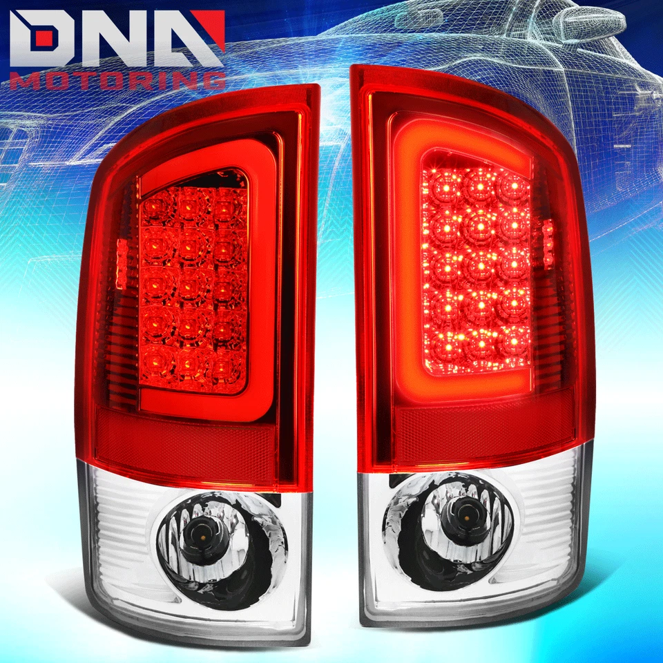 BLACK HOUSING AMBER HEADLIGHT+DRL+RED 3D LED TAIL LIGHT FIT 07-09 DODGE RAM - Image 2 of 4