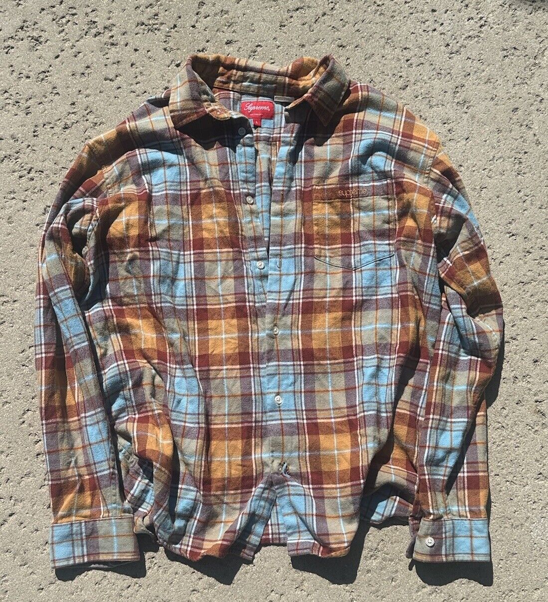 Supreme FW22 Plaid Flannel Shirt Rust Sz Large Button Up (READ DESC) Authentic