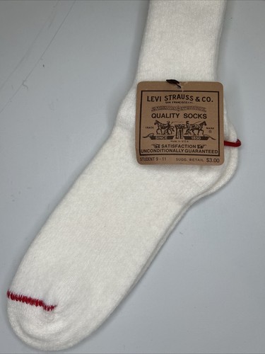 Vintage 1980's NOS Levi's Socks 9-11 LS 117 Acrylic Nylon Blend Ivory Crew 90s - Picture 3 of 9