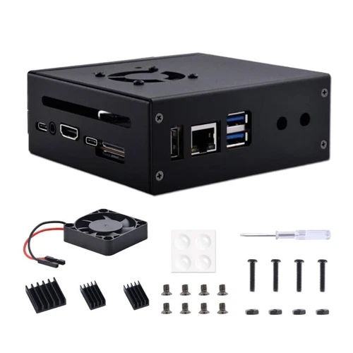 Stylish Metal Case Bundle featuring Fan and Aluminum Heat Sink for OrangePi 5/5B