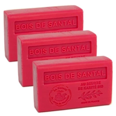 LA MAISON DU SAVON DE MARSEILLE Savon de Marseille - 3 x 125g Bars - Sandalwood Scented French Organic Soaps