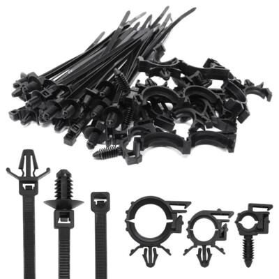 45 x Kabelbinder Wrap Fixed Fastener Clips Wire Tie Clip Fastening Zip Strap Kit