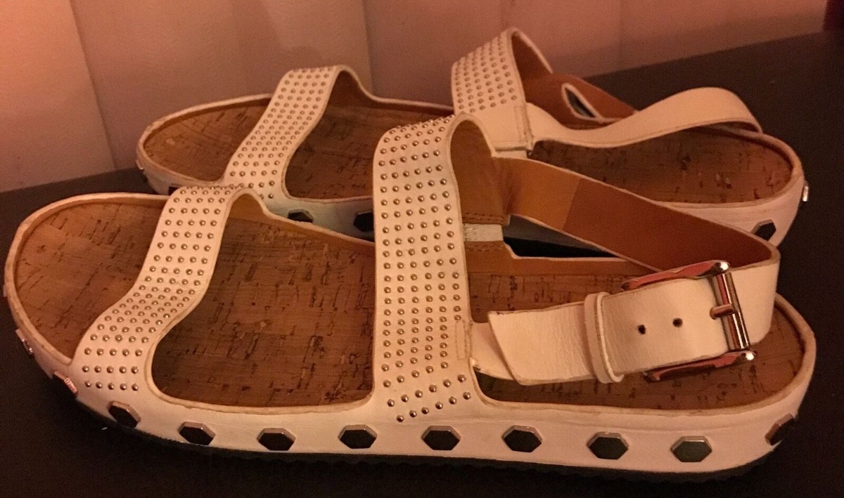 Sandales Rebecca Minkoff Talia Too - Blanc, Cloutées, Semelle Liège - Taille US 5.5 - Neuf Sans Boîte