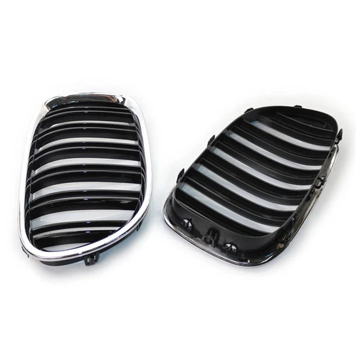 For BMW F01 F02 F03 F04 2009-2015 Pair Chrome Dual Slat Front Bumper Grille ABS - Picture 6 of 7