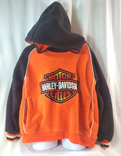 Childs Harley Davidson Orange/Black Hoodie w/Graphics on Front Sleeves Sz 6