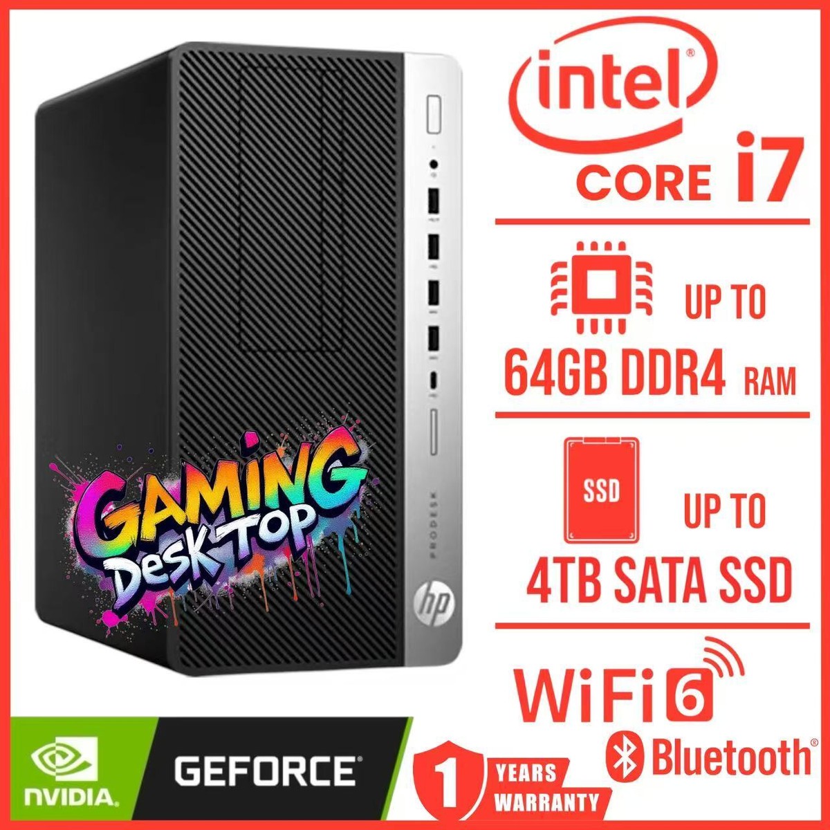 GAMING READY HP Desktop Computer MT i7 NVIDIA GTX up 64GB RAM 2TB