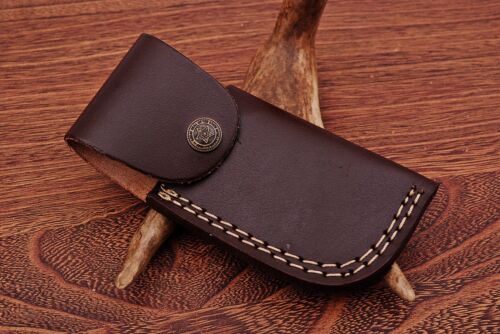 7" Hand Crafted Damascus Steel Folding/ Pocket Knife/blade W/Sheath/case ZH 87 - Picture 4 of 5