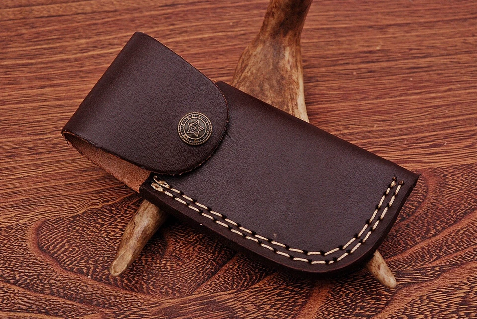 Cuchillo de bolsillo/hoja plegable de acero Damasco hecho a mano de 7" con funda/estuche ZH 87  Foto 4 de 4