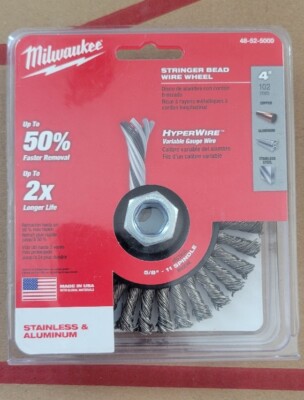 MILWAUKEE TOOL Wheel Brush: 4  Wheel Dia, Stringer Bead 48-52-5000 Brand New