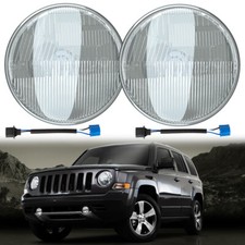 For 2008-2016 Jeep Patriot Pair 7 Inch Round Led Chrome Housing Headlights