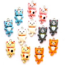 100Pcs Mix Colors Cat Charms DIY Jewelry Making Pendant For Necklace Bracelets