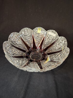 Caesar Crystal Bohemiae very rare collectible Red 10'' Heavy bowl from Czech rep.
