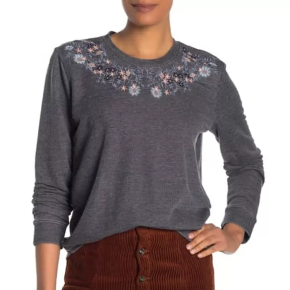 Lucky brand embroidered sweatshirt hot sale