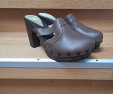 Fly London, Clogs, Mules, Slip On, Gr. 39, Leder, Holz, Braun, Neu