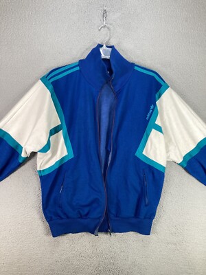 Peeces 80er Adidas Jacke Vintage Adidas Jacket Mens Medium Blue 80's  Stripes Track Color