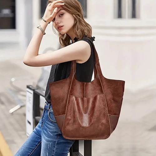 Borsa grande alla moda e minimalista con pelle morbida e grande capacità - Foto 30 di 32