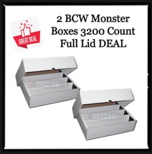 2 BCW High Quality Monster Boxes 3200 For Trading & Gaming Cards Full Lid Deal