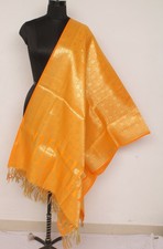 Orange Banarasi Dupatta Indian Art Silk Woven Zari Brocade Long Stole Scarves