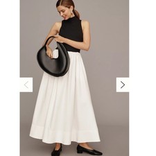Reformation Sai Black White Colorblock Mock Neck Maxi Dress L NWT Organic Cotton