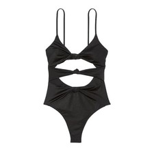 Victoria's Secret Knotted One-Piece Swimsuit L Black NEW 