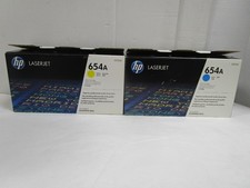 GENUINEHP 654A CF331A CF332A Cyan and Yellow LaserJet Pro Printer Toner OPEN BOX