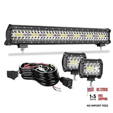 LED Light Bar 420W Triple Row Flood Spot Combo Beam Off 20 Inch Clear,White
