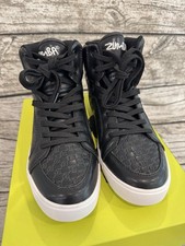 Zumba Street Boss High Top Lace-Up Leather Sneakers Black/White ZU117-SLV