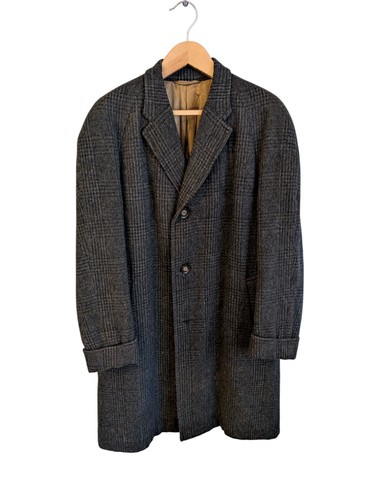 Saxon Hawk Styled by Huntsman Prince Of Wales Tweed Balmacaan Coat Size 40R - Picture 1 of 8