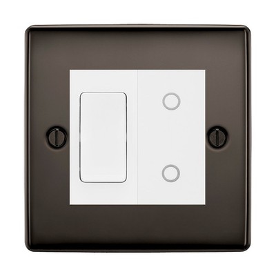 BG Black Nickel 2 Gang Custom Switch 1x 2Way 1x Master Touch Dimmer White Insert