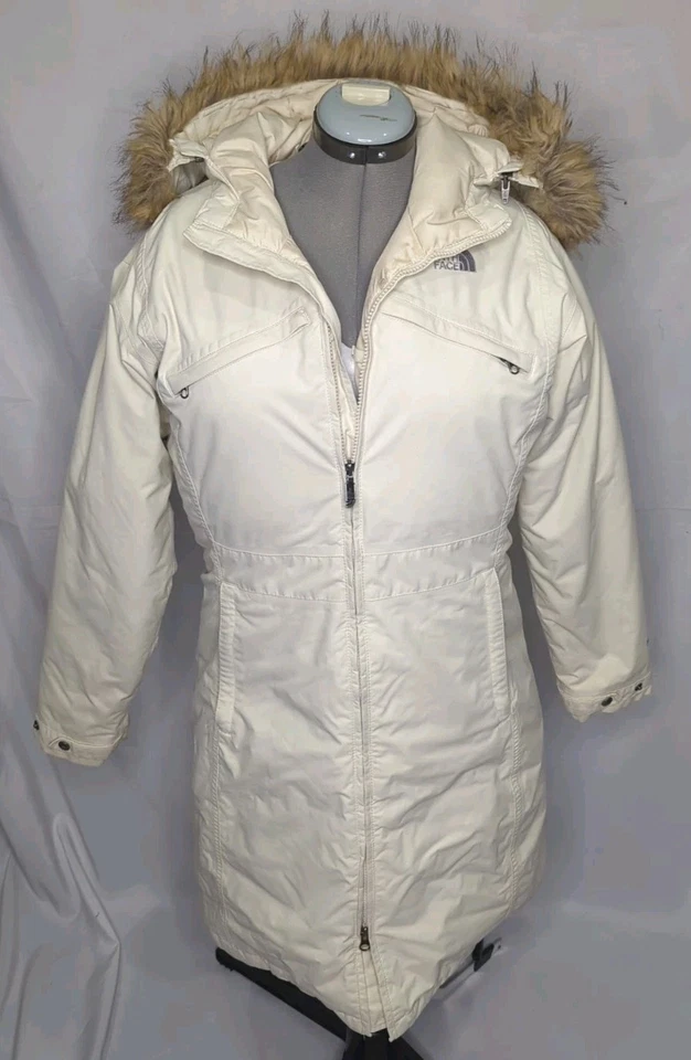 Chaqueta Parka The North Face Plumón de Ganso Ártico Mujer Grande Blanco Largo Abrigo con Capucha Foto 3 de 4