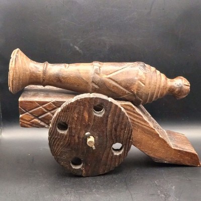 Vintage MCM große Holzkanone dekorativ handgeschnitzt Deko L30cm sehr guter Zustand