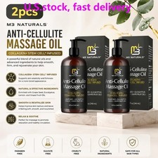 2 BOTTLES--M3 Naturals Anti Cellulite Massage Oil Infused w/ Collagen Stem Cell