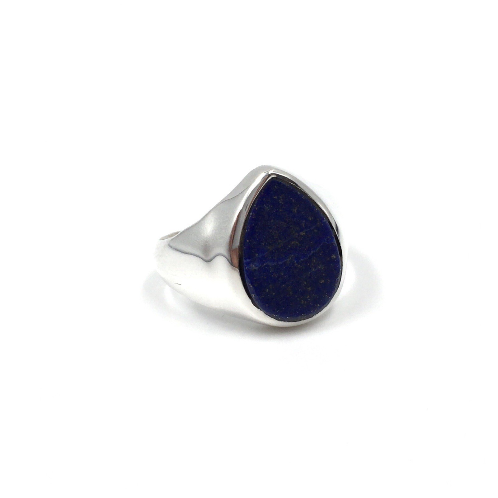 Solid 925 Silver Ring Lapis Lazuli Drop Band Ring… - image 6
