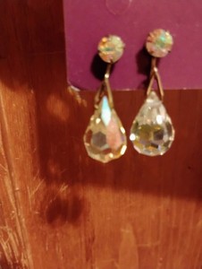 Crystal Clip On Dangle Earrings