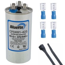 AC Capacitor 40/5 MFD 370/440V Kit | Round Dual Run for HVAC Air
