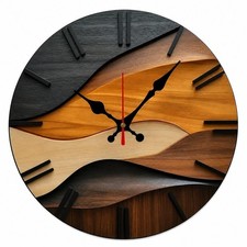 Modern Nordic Wooden Wall Clock Silent Quartz Movement 25cm