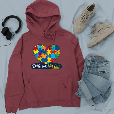 Different Not Less Hoodie Autism Neurodiversity Awareness Support Gift