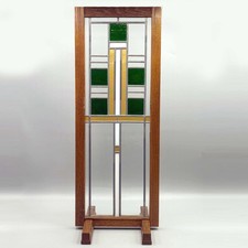 Frank Lloyd Wright Style Stained Glass Panel Stand 18" Tall