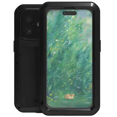Handyhülle mit Glas für iPhone 16 Love Mei Case Cover Tasche Schutzhülle Schwarz