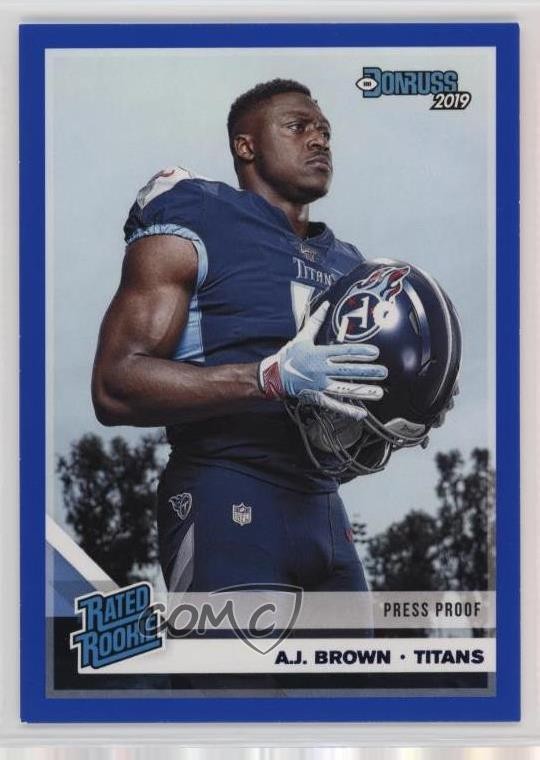 2019 Panini Donruss Rated Rookie Press Proof Blue AJ Brown #314 Rookie RC ex1